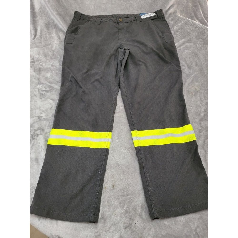 Cintas Mens‎ Work Pants 41x28 Dark Gray Ripstop Reflective High Visibility